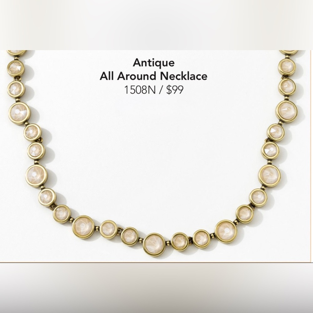 Touchstone Crystal by Swarovski All Around Antique Gold and Cream Necklace BNIB